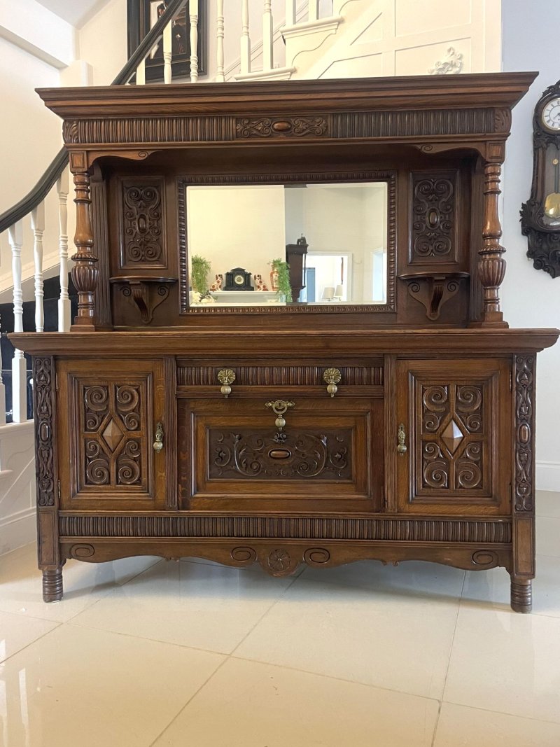 Outstanding Quality Antique Victorian Carved Oak Sideboard
